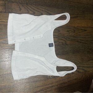 Cream Ribbed Crop Tank Top